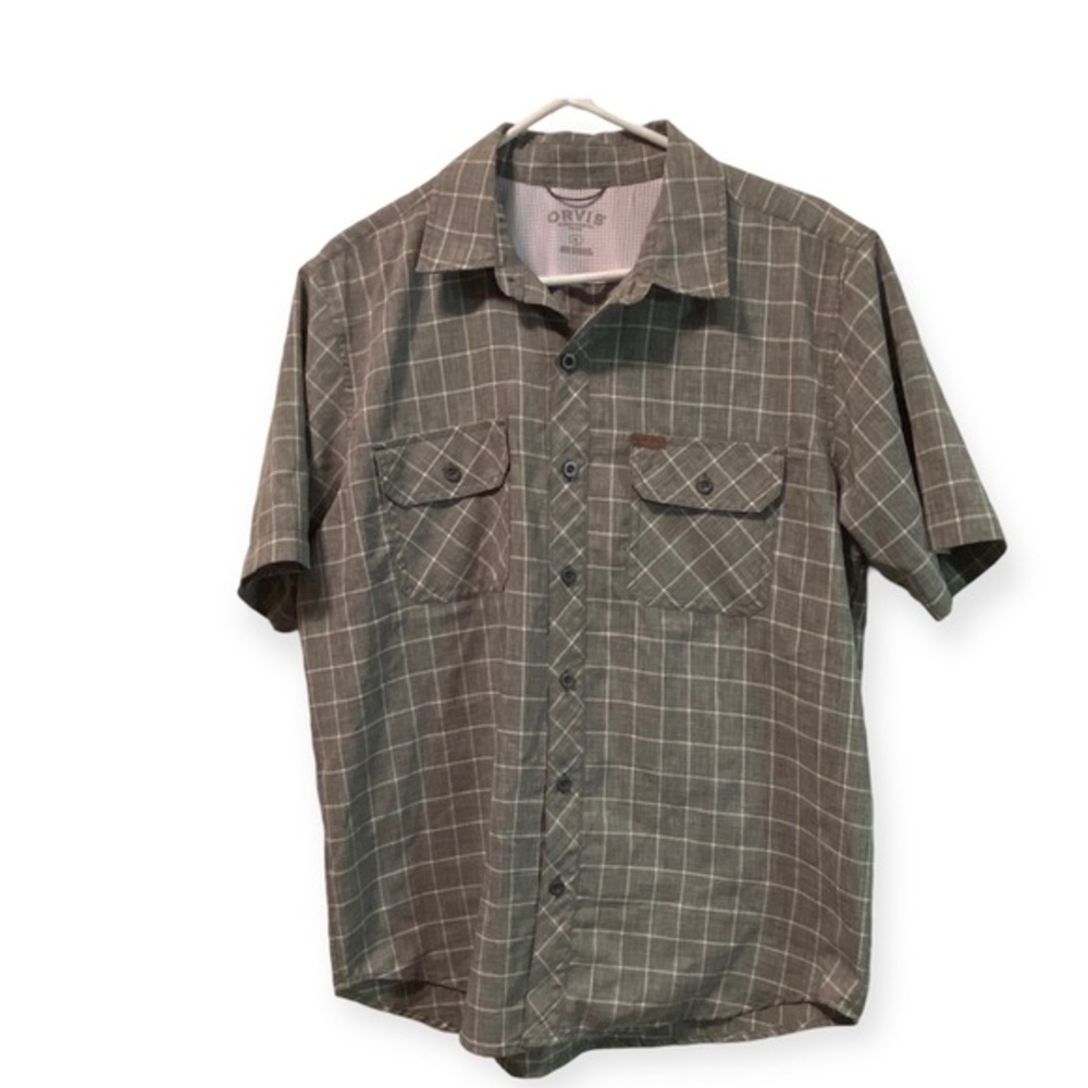 Orvis Shirt Mens Size Medium Button Down Short Sleeve Pockets Collard